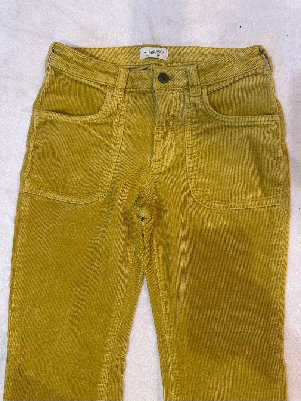 Anthropologie Pilcro Low Rise Chop Pocket Corduroy Flare Pants Jeans 27 Gold - Picture 5 of 7